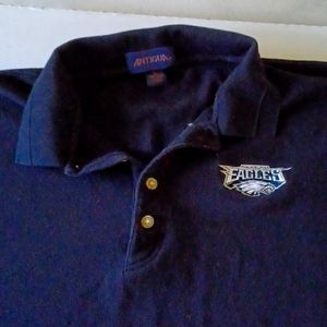 EAGLES short sleeve Polo shirt by Antigua. Black XL 100% cotton embroidered logo